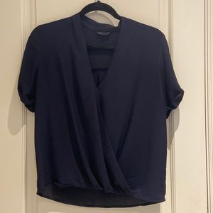 Navy topshop short sleeve blouse